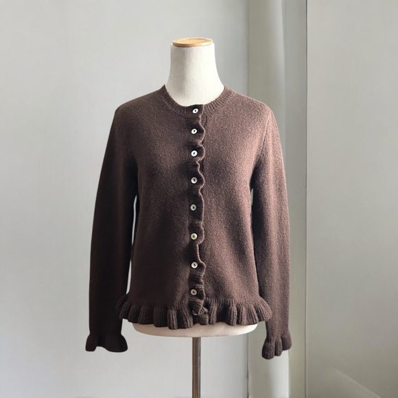 Cynthia Rowley Sweaters - Cynthia Rowley Brown Ruffle Hem Cardigan Sweater